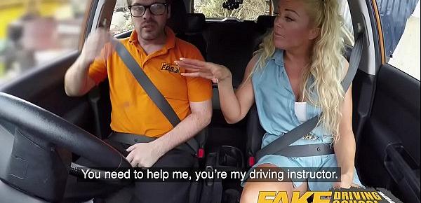  Fake Driving School Sloppy titwank and backseat blowjob with big tits Brit